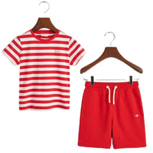 Load image into Gallery viewer, Red Striped T-Shirt &amp; Shorts Set