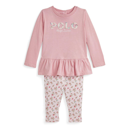 Pink Babys Top & Floral Legging Set