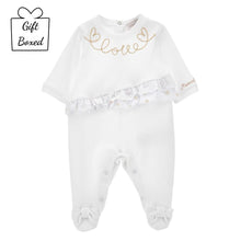 Load image into Gallery viewer, PRE ORDER - White Embroidered &quot;Love&quot; Babygrow