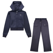 Load image into Gallery viewer, Navy Wide Leg Diamante &quot;JC&quot; Tracksuit