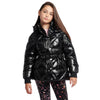 Shiny Black Belted Puffer Coat