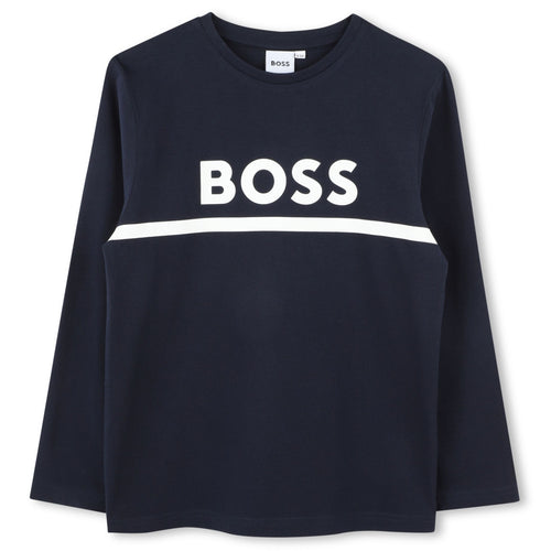 Navy LS Stripe Logo T-Shirt