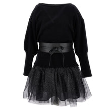 Load image into Gallery viewer, Lurex Black Knit Dress With Belt