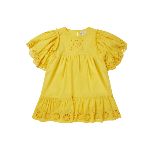 Yellow Eyelet Detail Dress