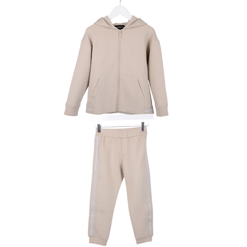 Beige Hooded Logo Tape Tracksuit