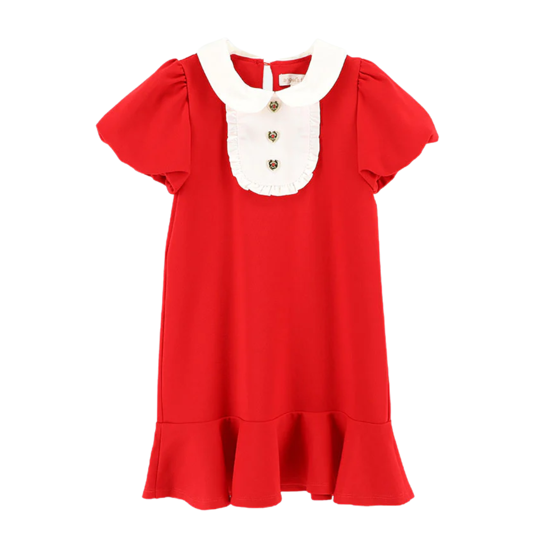 Girls red dress outlet with white collar