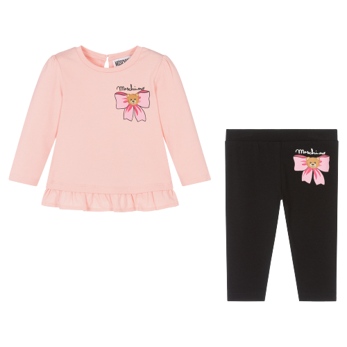 Moschino Baby Girls Pink & Black Bow Legging Set – Village Kids