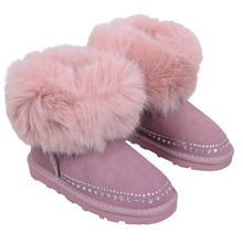 Load image into Gallery viewer, Pink Suede Faux Fur Boots