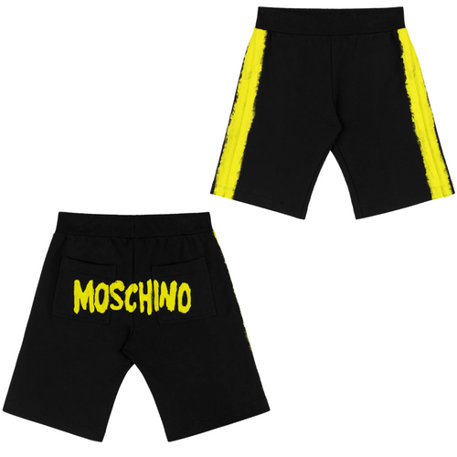 Black & Yellow Paint Sweat Shorts