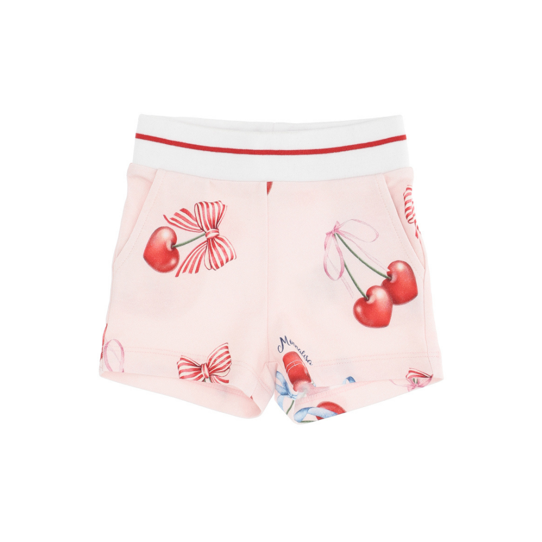 Monnalisa cherry-print cotton shorts - White